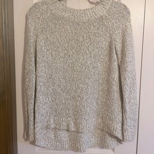 LOFT Women’s Small Crew Neck Knit Sweater, Long Sleeve. White and Nude. Cozy!